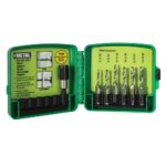 Greenlee DTAPKIT Drill/Tap Kit for Metal, One-Step Drilling, Tapping, and Deburring/Countersinking Set with Quick Change Adaptor, 6-32 to 1/4-20 6-32 to 1/4-20 Set Version 1.0.0