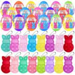 24 PCS Prefilled Easter Eggs with Bunny Pop Bubble Fidget Keychains Toy Inside for Kids Boys Girls Easter Basket Stuffers Party Favors Easter Egg Fillers Hunt Version 1.0.0