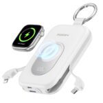 RORRY Portable Charger, 20000mAh PD 30W Portable Charger Power Bank with 2 Built-in Cables, Super Fast Charging Battery Pack with Keychain, Travel Essentials for iPhone, Apple Watch, iPad, White Version 1.0.0