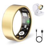 Smart Health Rings for Women & Men Fitness Ring with Heart Rate, Blood Oxygen, Step Tracker Ring, Sleep Tracker, IP68 Waterproof Smart Ring for No Subscription Fee, iOS & Android (Gold, 7#) Gold 7# Version 1.0.0