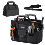 TICONN Heavy Duty Tool Bag with Multi-Pockets, Portable Tool Box Organizer Storage Bag, with Adjustable Shoulder Strap and Ergonomic Handle (Black, 12" Standard Base) 12" Standard Base Black Version 1.0.0