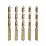 SALI Cobalt Drill Bit Set, 5Pcs 1/2" M35 High Speed Steel Jobber Length Drill Bit Kit for Hardened Metal, Stainless Steel, Cast Iron, Wood and Plastic, with Index Storage Case 1/2 Inch 5 Version 1.0.0