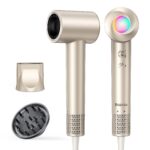 Hair Dryer, 160,000 RPM High-Speed Ionic Blow Dryer with Diffuser, Professional Hairdryer for Fast Drying, 500 Million Negative Ions, Low Noise Compact Hair Blow Dryer for All Hair Types, Gold Version 1.0.0