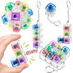 5 Pack Keyboard Fidget Keychain Toy for Adult Kids to Stress Relief, 5-Style Colorful Keyboard Decompression Button Finger Clicker Toys Gifts for Office Home Pass Time (Transparent Color) Version 1.0.0