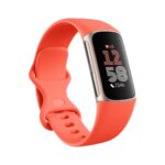 Fitbit Charge 6 Fitness Tracker with Google Apps - Heart Rate on Exercise Equipment - 3-Month Google Health Premium Membership Included - Health Tools - Gold/Coral - Small&Large Bands Included Gold Case w/ Red Band Tracker Version 1.0.0