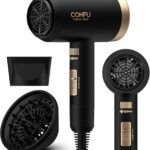 Hair Dryer, CONFU Blow Dryer with Diffuser, 21000PRM Professional Hairdryer, Portable Lightweight Fast Drying Negative Ionic Blow Dryer, Hair Diffuser for Curly Hair for Home Travel Black Version 1.0.0