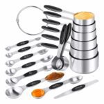 Measuring Cups & Spoons Set of 16, BOBIPRO Stainless Steel 8 Nesting Measure Cups Set & 7 double-sided Magnetic Measuring Spoons Set & 1 Leveler for Dry and Liquid Ingredient Version 1.0.0