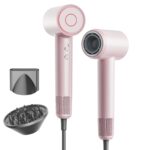 Hair Dryer, 160,000 RPM High-Speed Ionic Blow Dryer with Brushless Motor for Fast Drying, 500 Million Ions Frizz Control, Low Noise Hairdryer with Magnetic Diffuser & Nozzle for Curly Hair Home Travel Pink Version 1.0.0