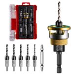 Countersink Drill Bit Set - 5 Pcs Countersink Drill Bit with Aluminum Alloy Depth Stop Collar, HSS M2 Bearing Stopper Anti-Scratch, 82° Counterbores 1/4” Hex Shank for Woodworking Tools & Hand Tools 5pcs Aluminum Alloy Depth Stop Collar Yellow 5 Version 1.0.0