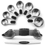 Spring Chef Magnetic Measuring Cups & Spoons Set, Patented, Strong N45 Magnets, Heavy Duty Stainless Steel Fits in Spice Jars for Baking & Cooking, BPA Free, Round Set of 15 with Leveler, Black Black Set of 15 Version 1.0.0