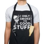 VAGAVY 100% Cotton, Black Funny Aprons for Men, Dad, Husband - Birthday, Father’s Day Grilling Gifts for Papa, Husband. I Only Smoke the Good Stuff - Black Version 1.0.0