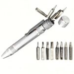 8 in 1 Multitool Screwdriver,Multitool Pen for Men Birthday Gifts for Husband Fathers Dad Grandpa from Daughter Son for Home Camping Gear, Hiking, Simple Repair,Silver Version 1.0.0