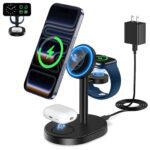 2026 3 in 1 Wireless Charging Station for Apple MagSafe Charger, 15W Fast Magnetic Mag-Safe Charger Stand for iPhone 17 16 15 14 13 12 Apple Watch AirPods Series, Gifts for Men Black Version 1.0.0