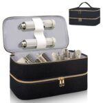 Travel Carrying Case for Shark Flex Style, Double Layer Storage Case for Shark SpeedStyle Hair Dryer Attachments, Waterproof PU Leather Organizer Bag for Shark Flexstyle Airwrap Styler (Black) Version 1.0.0