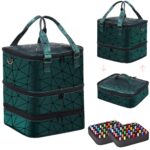 FCQQYWZ Large Nail Polish Organizer Case Hold 84+ Bottles Nail Polish & Nail Lamp, 3 Layers Nail Organizers and Storage for Nail Tech with Divider, Travel Carrying Case(Green) Green-84Bottles Version 1.0.0